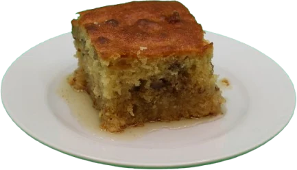 Copë sheqerpareje me shurup, në pjatë të bardhë